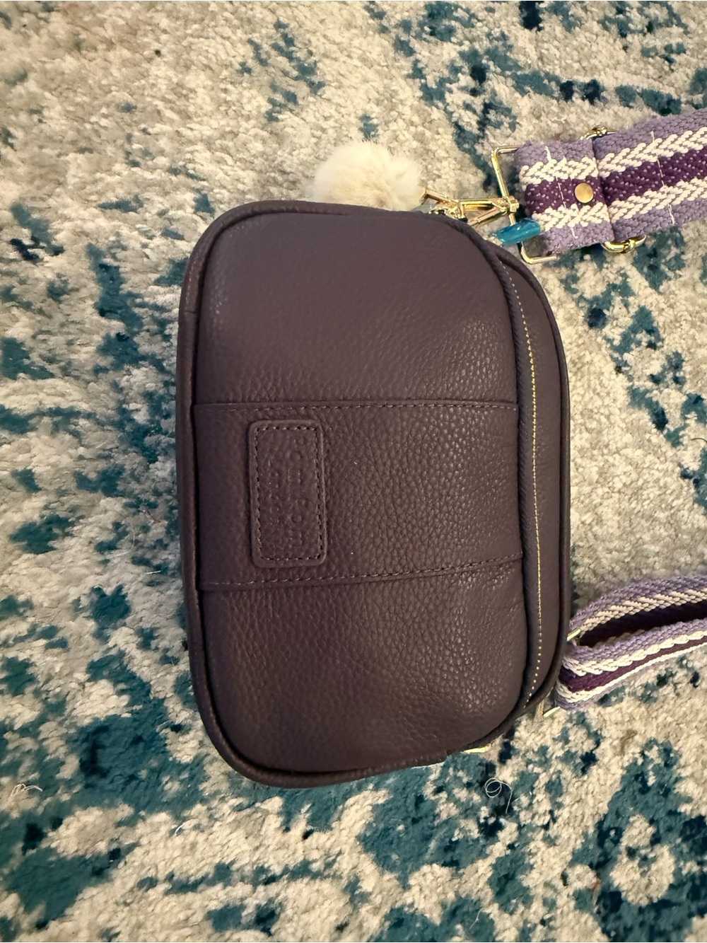 NWT Pom Pom London Purple Crossbody Bag with Multiple Straps - Picture 3 of 13